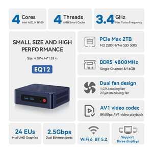 ミニPC Beelink EQ12 intelN100 mem16GB SSD500GB ミニPC,Beelink-EQ12 GB,16GB,2.5 GB, 500GB,デュアル